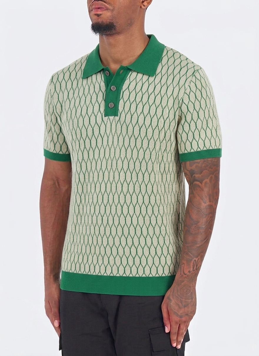 Green Pattern Polo Shirt