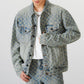 Pattern Denim Jacket Distressed