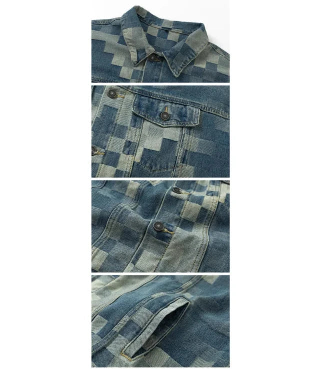 washed denim jacket men square