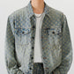 Pattern Denim Jacket Distressed