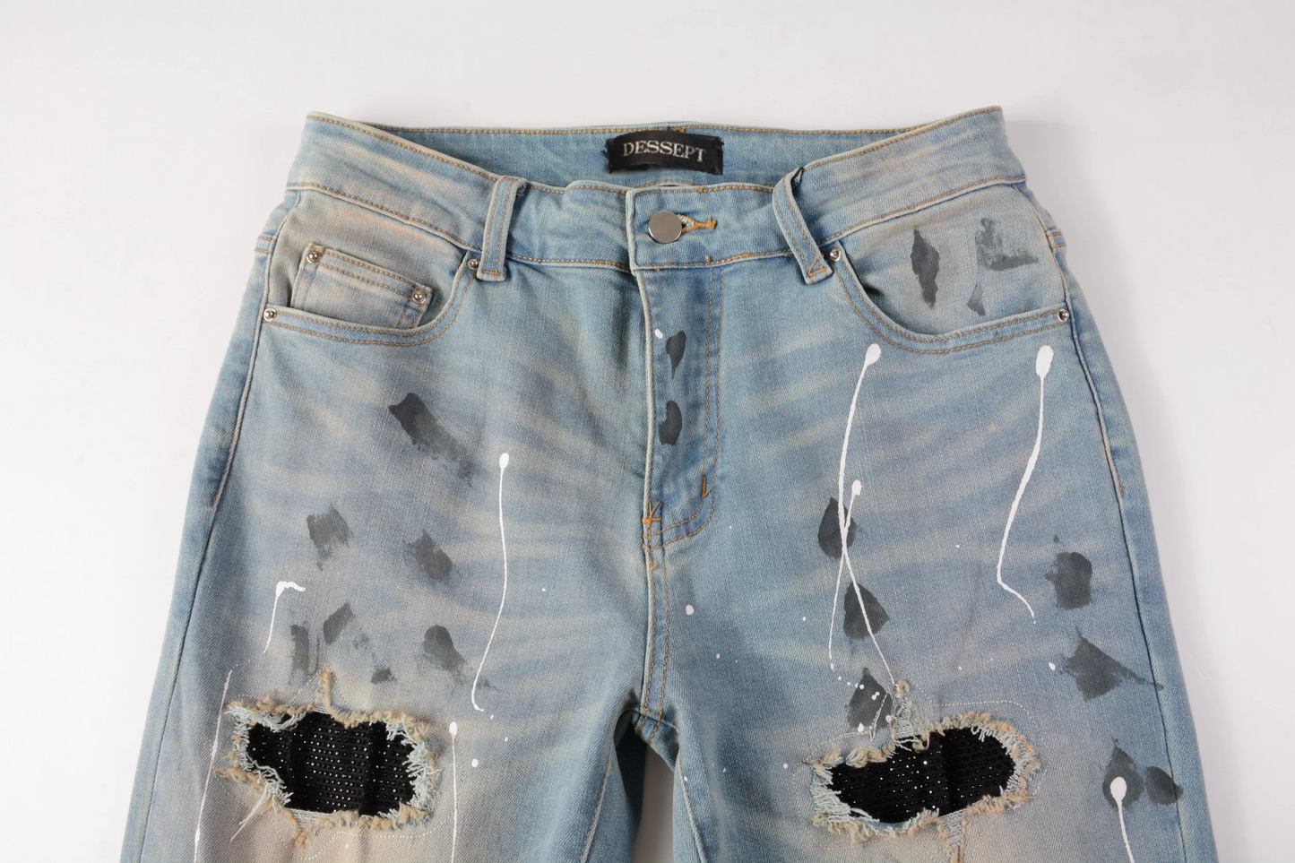 Jeans strass paint splashes