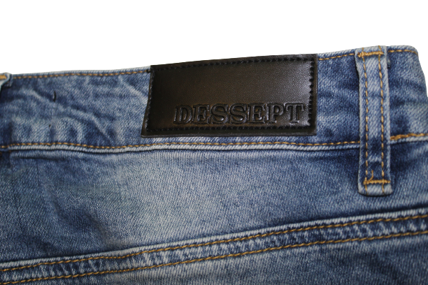 Jeans biker light blue patch