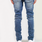 Jeans biker light blue patch