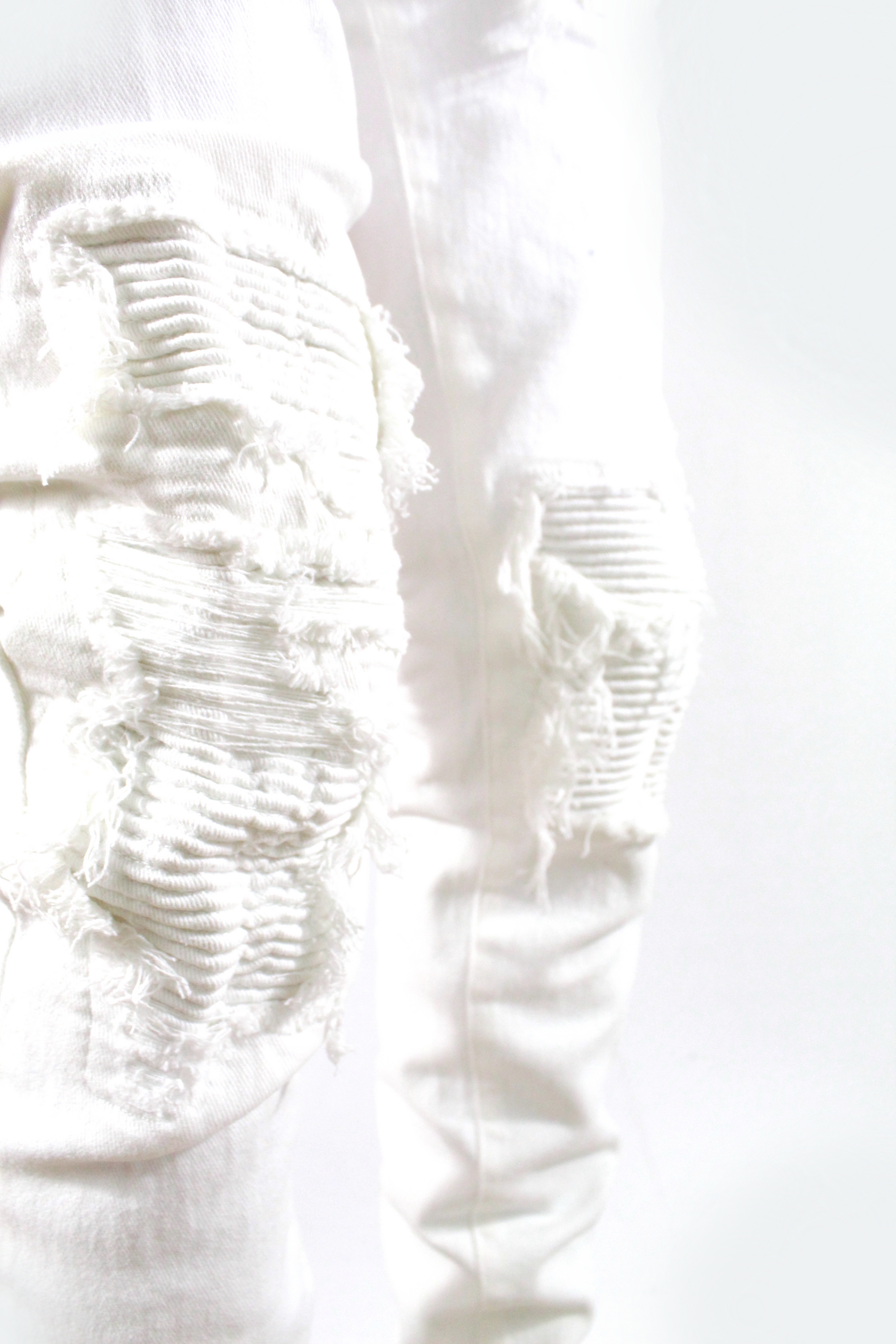 White ripped 2025 biker jeans