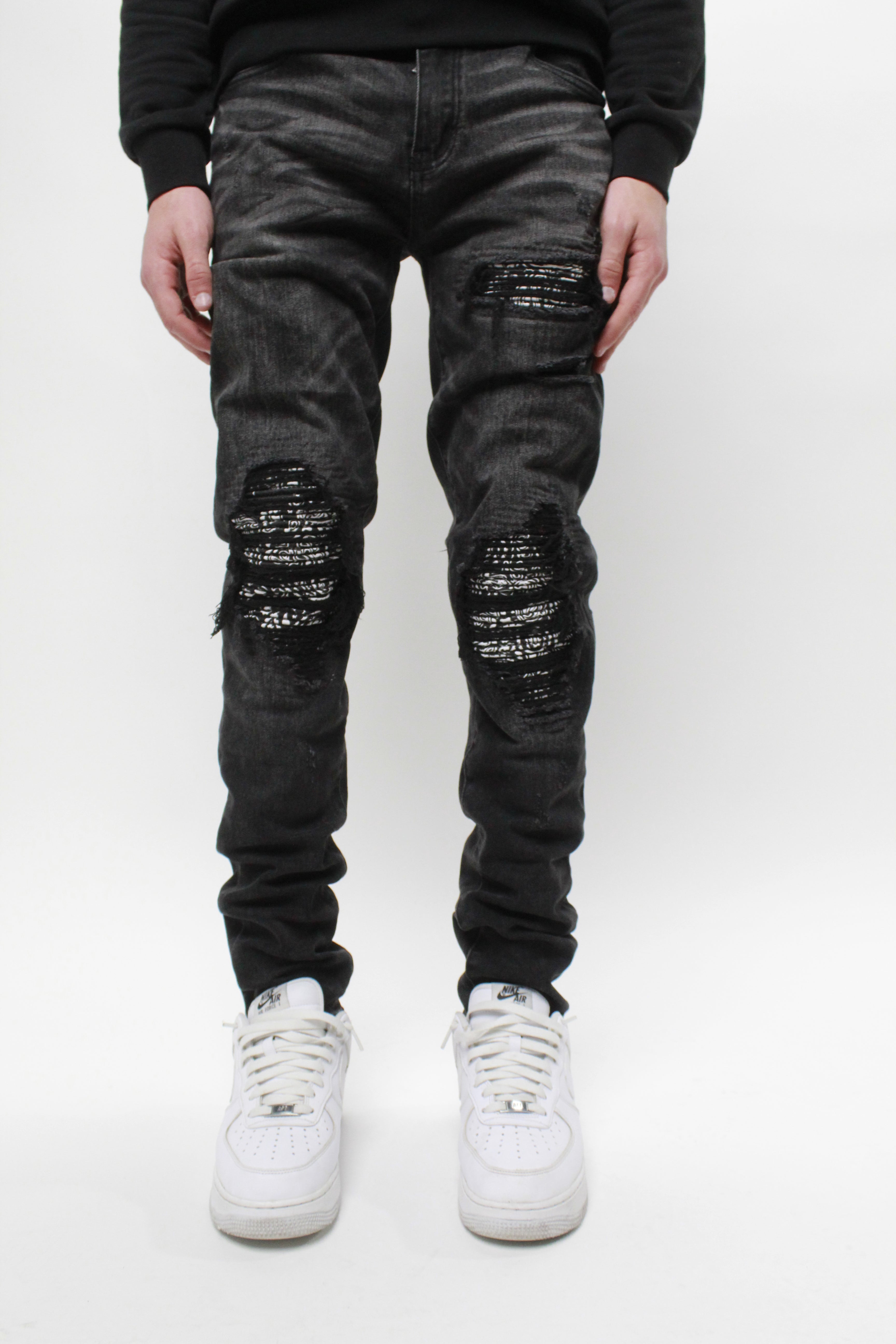 Ripped jeans store with bandana patches