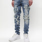 Jeans biker light blue patch