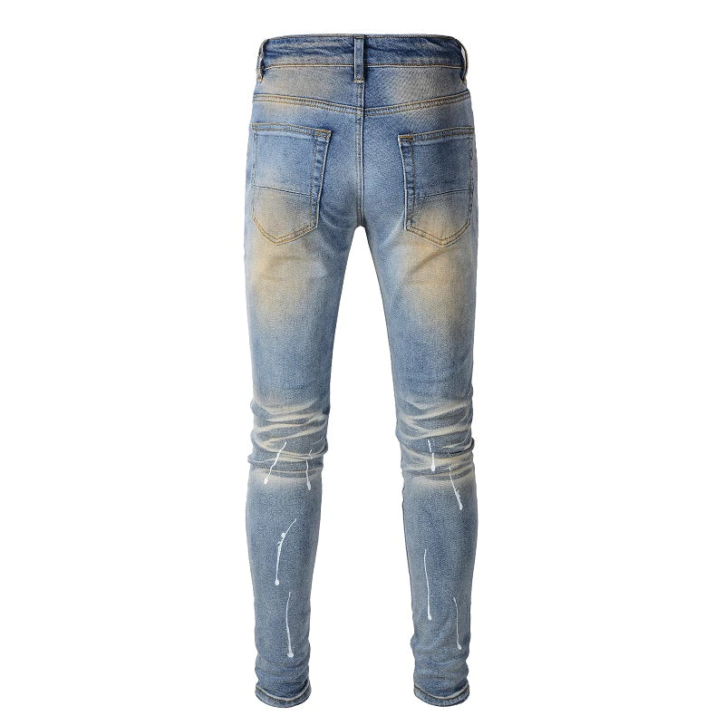 Jeans strass paint splashes