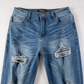 Jeans biker light blue patch